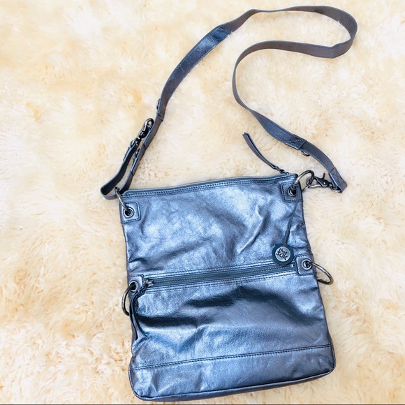 The Sak Bags Silver Grey Gray Metallic Leather The Sak Crossbody